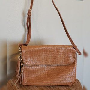 Tan Lattice Crossbody Bag